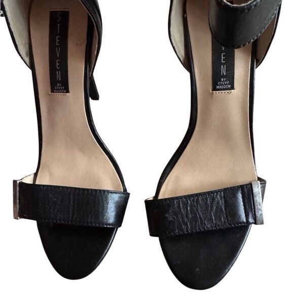 Steven by Steve Madden Women's Black Ankle Strap Open Toed Heel Sandals Size 8 - Picture 4 of 9